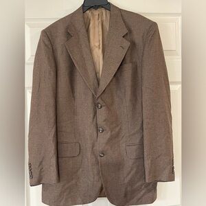 Stafford Silk and Wool Brown Black Houndstooth 3 Button Blazer Size 40 Long